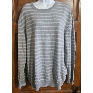 Old Navy Woman's Gray Striped Crewneck Sweater